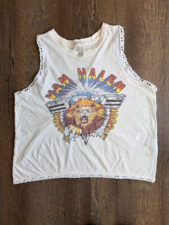 Forever 21 Other - Forever 21 Girls White Graphic Tank with Rainbow Van Halen 1982 Lion Size 13/14
